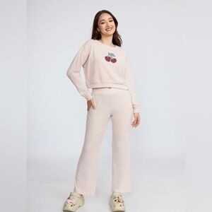 Wild Skye Pink Cherry Patch Loungewear Set Size Small